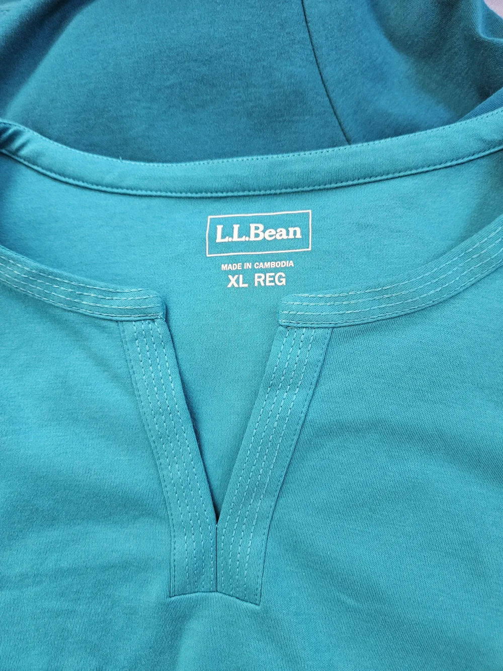 L.L. Bean Long Sleeve Tees in Teal, Aqua & Light Blue - Picture 2 of 5